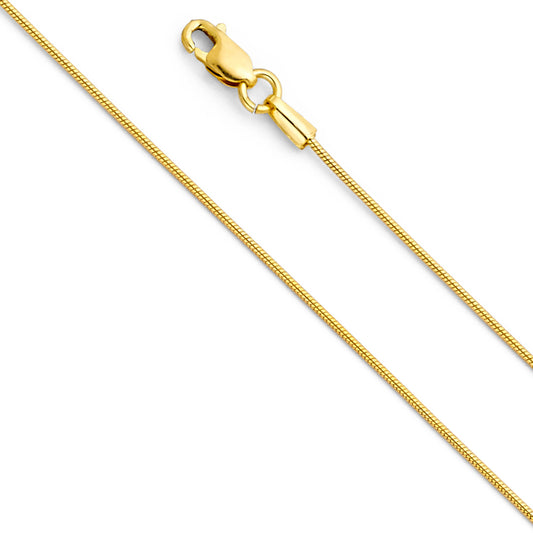 0.8mm 14K Solid Yellow Gold Round Snake Chain Necklaces
