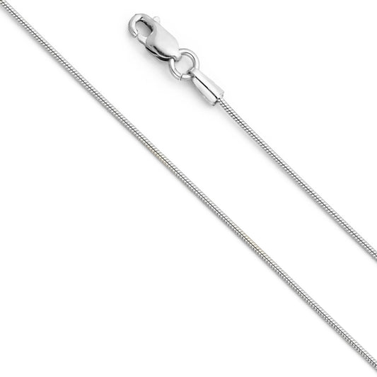 0.8mm 14K Solid White Gold Round Snake Chain Necklaces