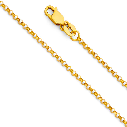 1.6mm 14K Solid Yellow Gold Rolo Chain Necklaces