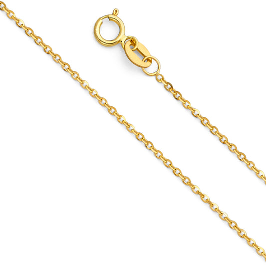 1.2mm 14K Solid Yellow Gold Cable Chain Necklaces