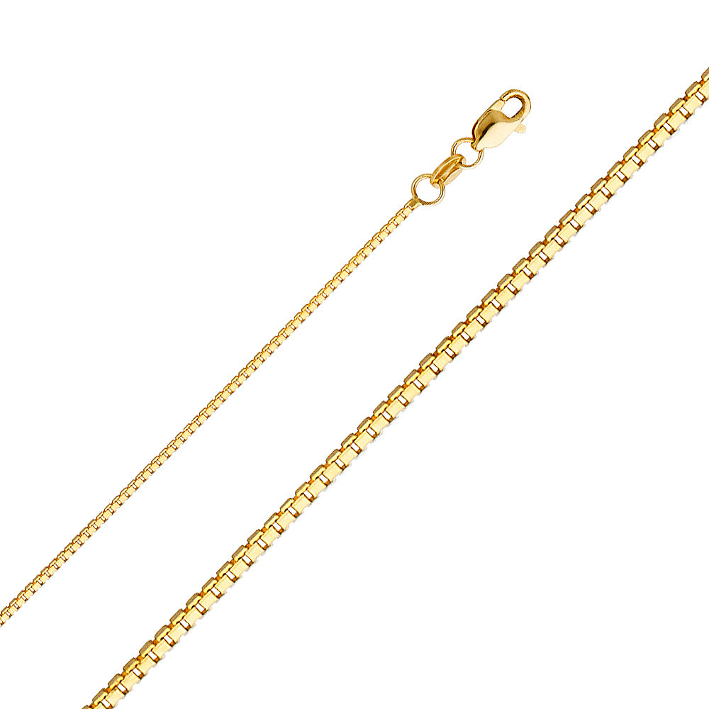 1.0mm 14K Solid Yellow Gold Box Chain Necklaces