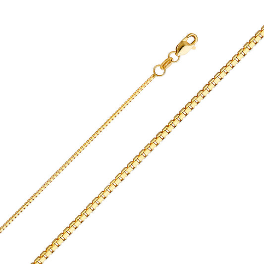 1.0mm 14K Solid Yellow Gold Box Chain Necklaces