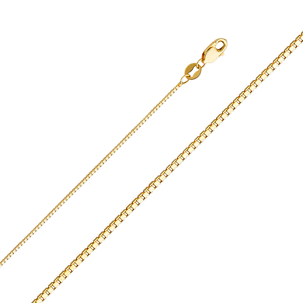 0.8mm 14K Solid Yellow Gold Box Chain Necklaces