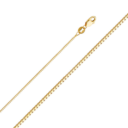 0.8mm 14K Solid Yellow Gold Box Chain Necklaces
