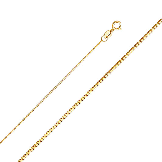 0.6mm 14K Solid Yellow Gold Box Chain Necklaces