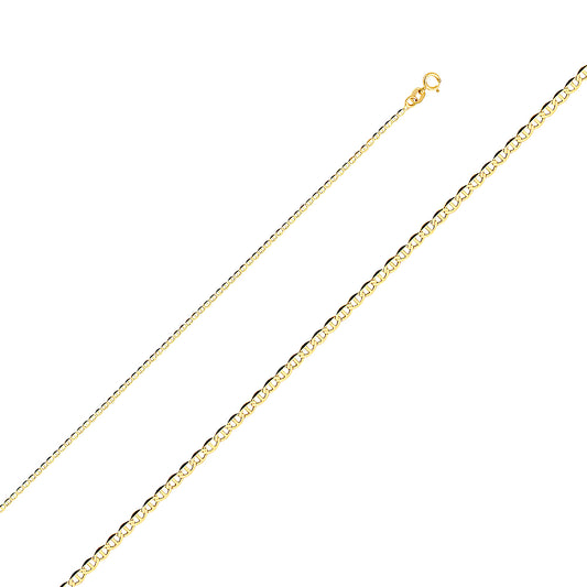 1.5mm 14K Solid Yellow Gold Flat Mariner Chain Necklaces & Matching Bracelets