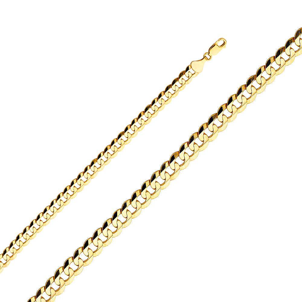 14K Gold 8.5mm 14K Solid Yellow Gold Concave Cuban / CurbLink Chain Necklaces & Matching Bracelets