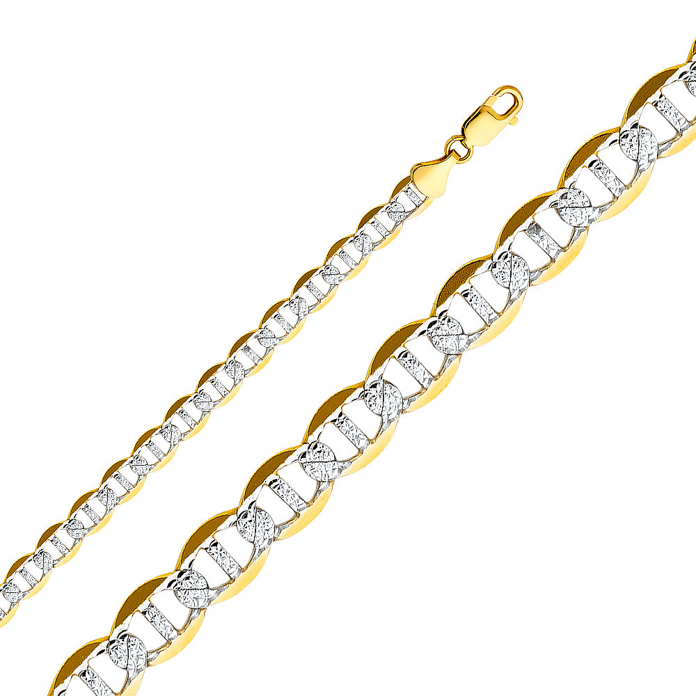 14K Gold 14KY 7.7mm Flat Mariner WP Chain