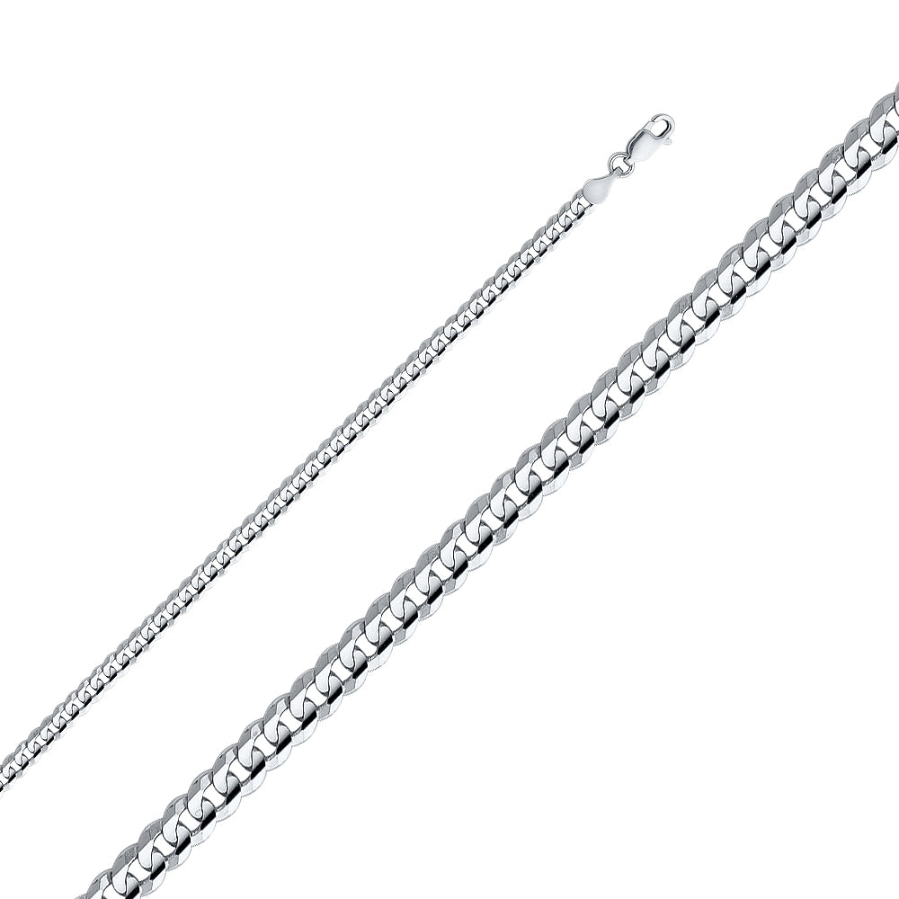 4.0mm 14K Solid White Gold Concave  Cuban / Curb Chain Necklaces & Matching Bracelets