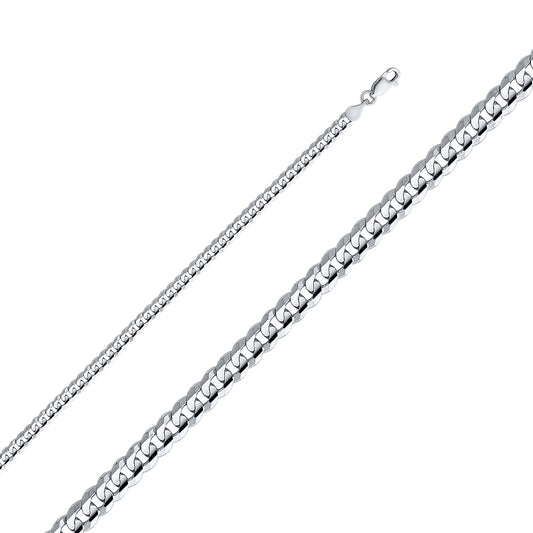 4.0mm 14K Solid White Gold Concave  Cuban / Curb Chain Necklaces & Matching Bracelets