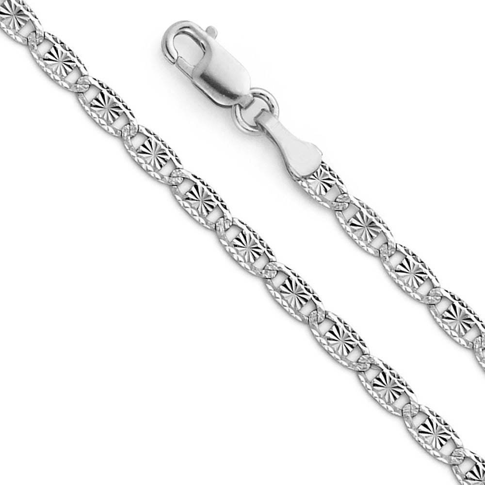 14K Gold 2.0mm 14K Solid White Gold Love Valentino DC Chain Necklaces & Matching Bracelets