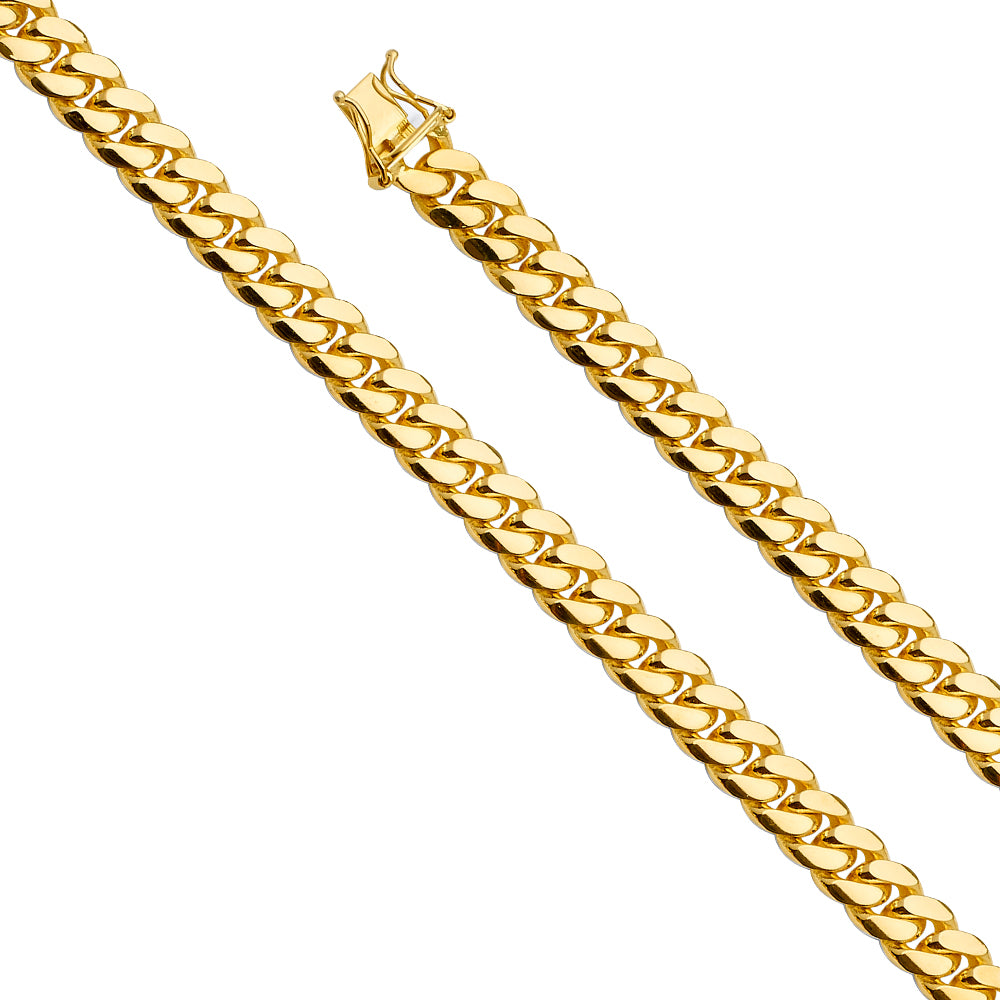 14K Gold 8mm 14K Solid Yellow Gold Miami Cuban Chain Necklaces & Matching Bracelets