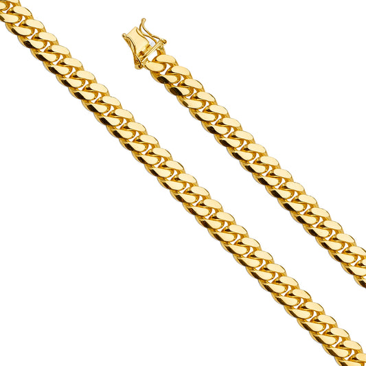 8mm 14K Solid Yellow Gold Miami Cuban Chain Necklaces & Matching Bracelets