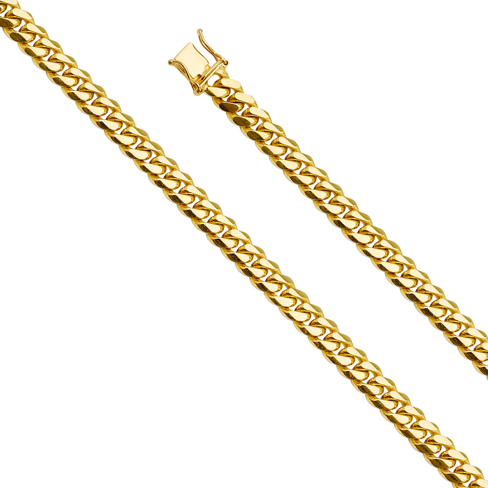 14K Gold 7mm 14K Solid Yellow Gold Miami Cuban Chain Necklaces & Matching Bracelets