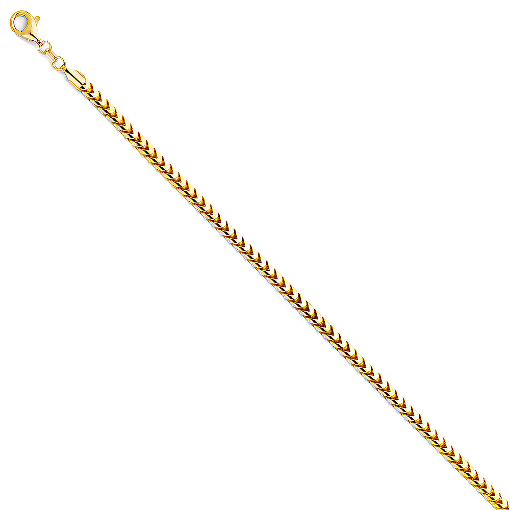 3.3mm 14K Solid Yellow Gold Franco Chain Necklaces & Matching Bracelets
