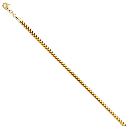3.3mm 14K Solid Yellow Gold Franco Chain Necklaces & Matching Bracelets