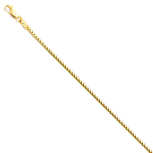 1.6mm 14K Solid Yellow Gold Franco Chain Necklaces & Matching Bracelets