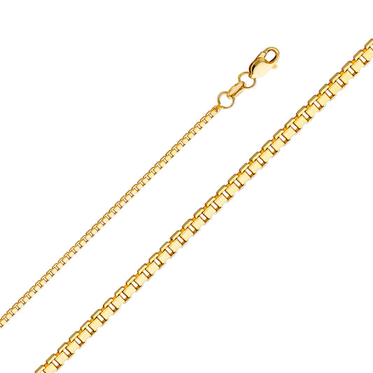 1.2mm 14K Solid Yellow Gold Box Chain Necklaces