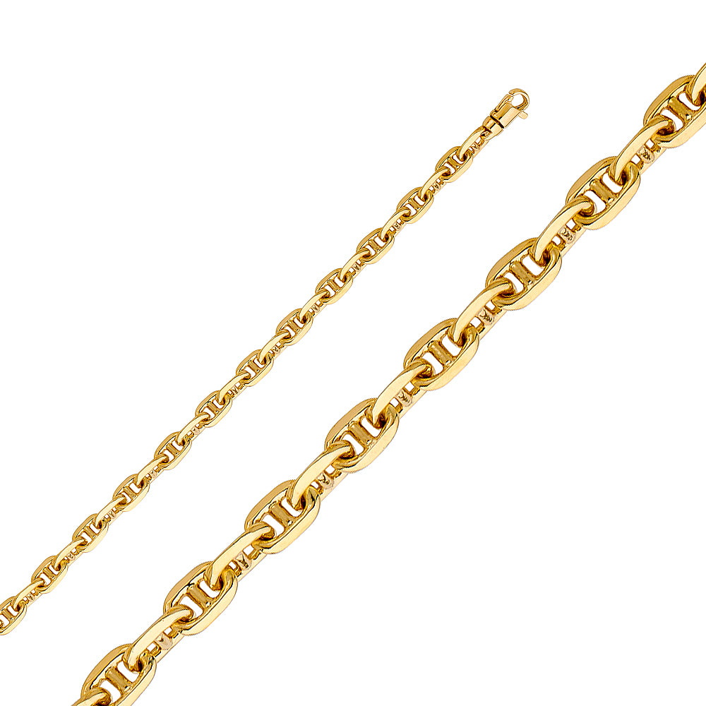 14K Gold 5.3 mm 14K Solid Yellow Gold Fancy Necklaces & Matching Bracelets