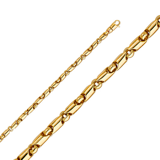 4.8mm 14K Solid Yellow Gold Fancy Bullet Chain  Necklaces & Matching Bracelets