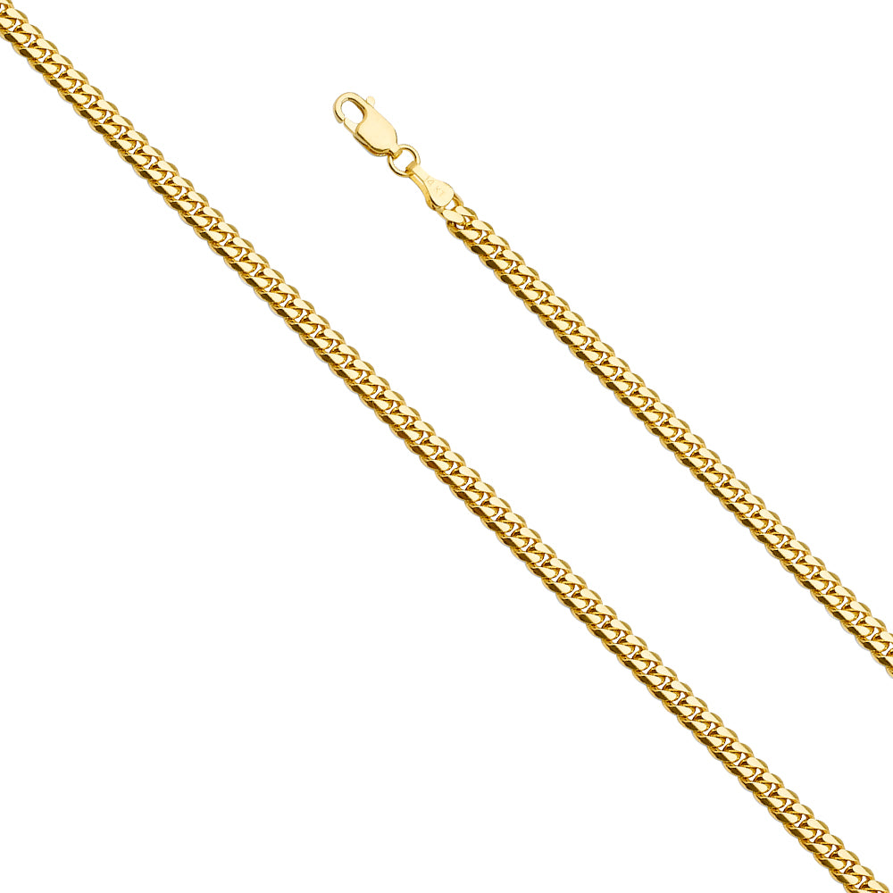 14K Gold 4mm 14K Solid Yellow Gold Miami Cuban Chain Necklaces & Matching Bracelets