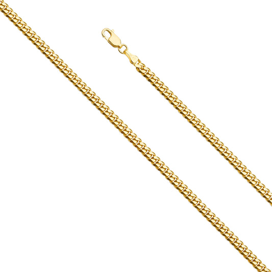 4mm 14K Solid Yellow Gold Miami Cuban Chain Necklaces & Matching Bracelets