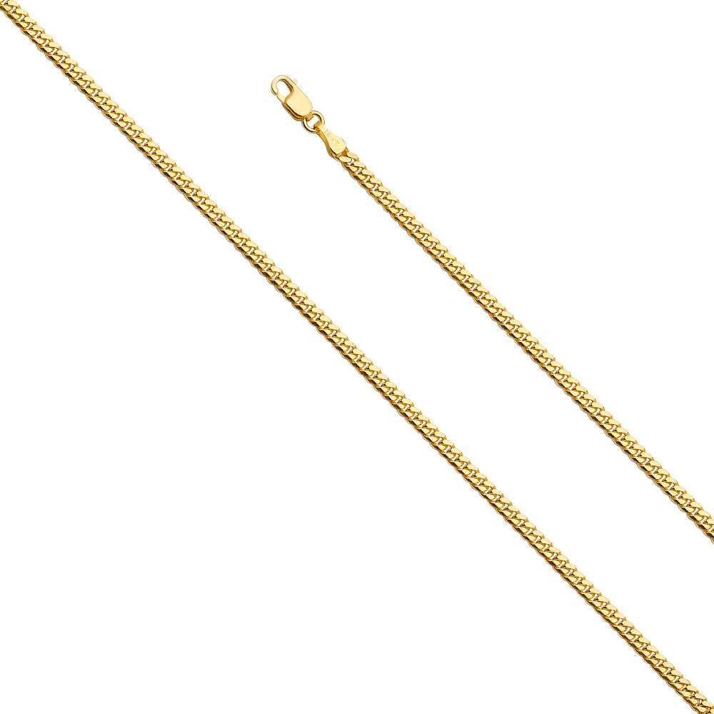 14K Gold 2.5mm 14K Solid Yellow Gold Miami Cuban Chain Necklaces & Matching Bracelets