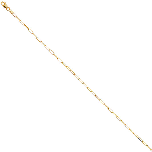 2.1mm 14K Solid Yellow Gold  Paperclip Chain Necklaces