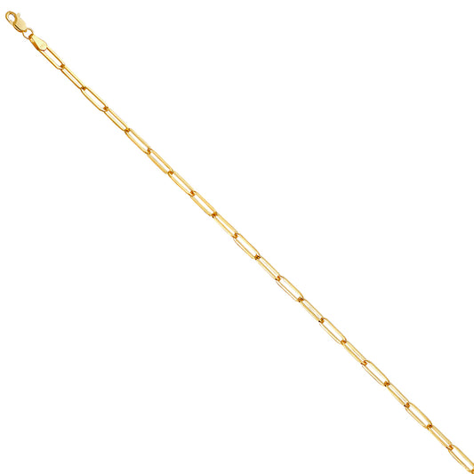 3.0mm 14K Solid Yellow Gold  Paperclip Chain Necklaces