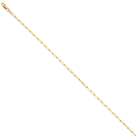 2.2mm 14K Solid Yellow Gold  Paperclip Chain Necklaces