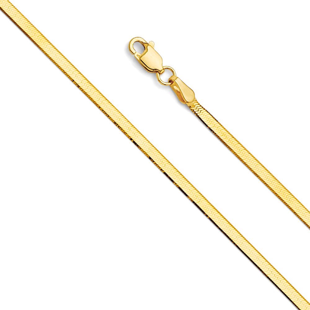 2.3mm 14K Solid Yellow Gold Flex Herringbone Necklaces