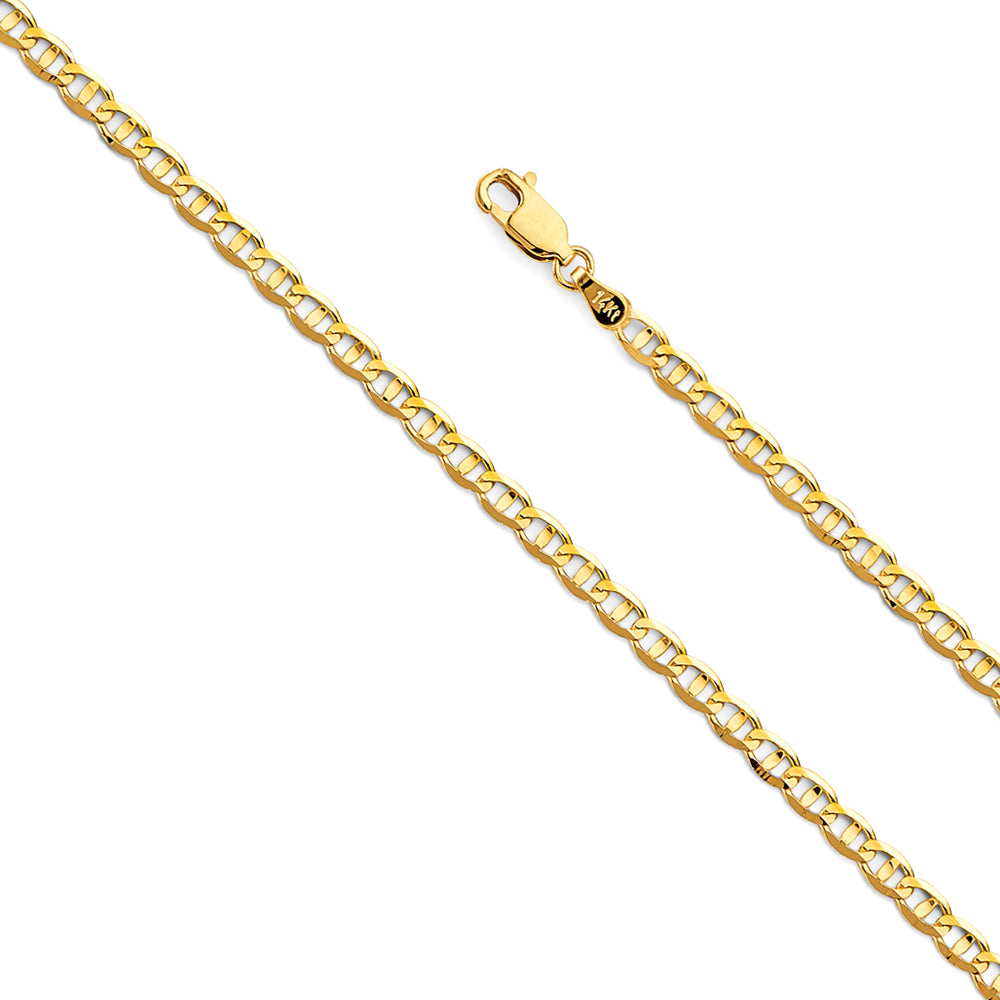 3.5mm 14K Solid Yellow Gold Mariner Chain Necklaces & Matching Bracelets