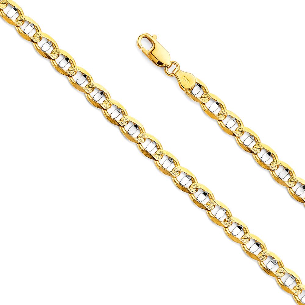 6.3mm 14K Solid Two-Tone Gold Mariner Chain Necklaces & Matching Bracelets