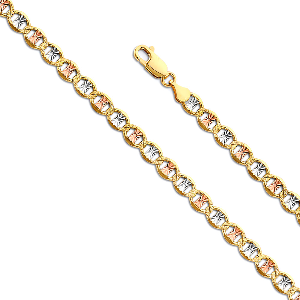 5.5mm 14K Solid Tri-Color Mariner with DC Star Chain Necklaces & Matching Bracelets