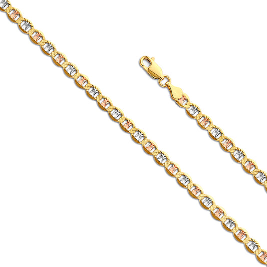 4.5mm 14K Solid Tri-Color Mariner with DC Star  Chain Necklaces & Matching Bracelets