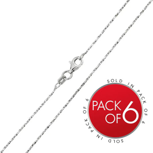 925 Sterling Silver Rhodium Plated Twisted DC Cardono 015 Chains 0.9mm (Pk of 6)