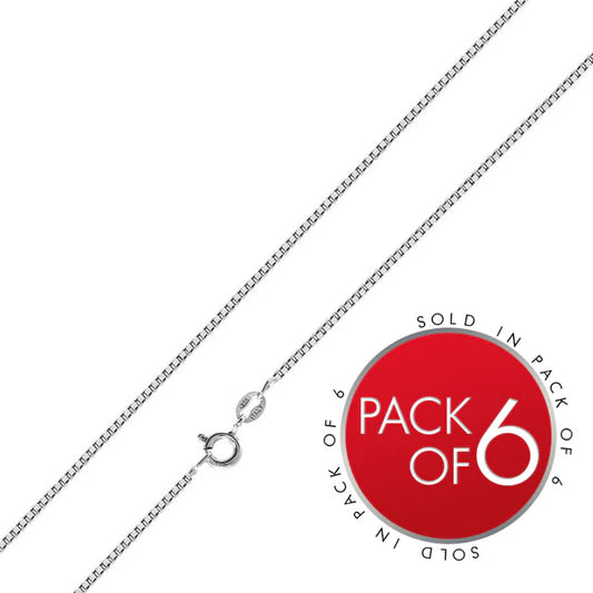 925 Sterling Silver Rhodium Plated Box 012 Chains 0.7mm (Pk of 6)