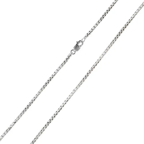 925 Sterling Silver Rhodium Plated Box Round Diamond Cut 030 Chain 1.5mm
