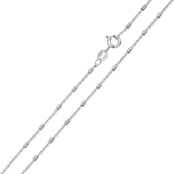 925 Sterling Silver Rhodium Plated Diamond Cut Tube Chains 1.2mm