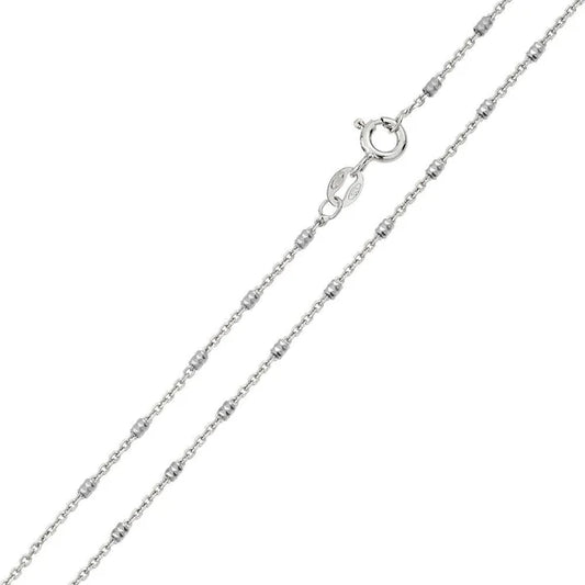 925 Sterling Silver Rhodium Plated Diamond Cut Tube Chains 1.2mm