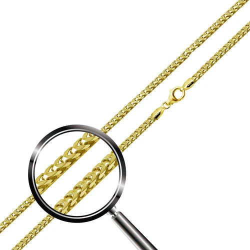 925 Sterling Silver Gold Plated Franco 040 Chain 1.8mm