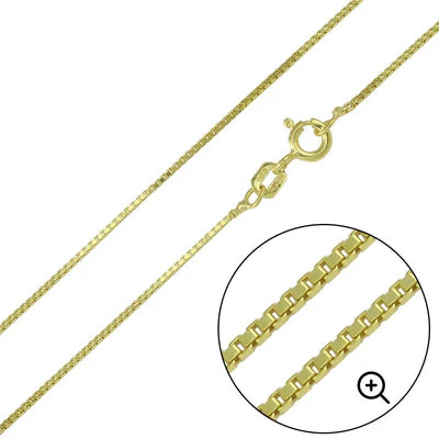 925 Sterling Silver Gold Plated Box Chains 0.8mm (Pk of 6)