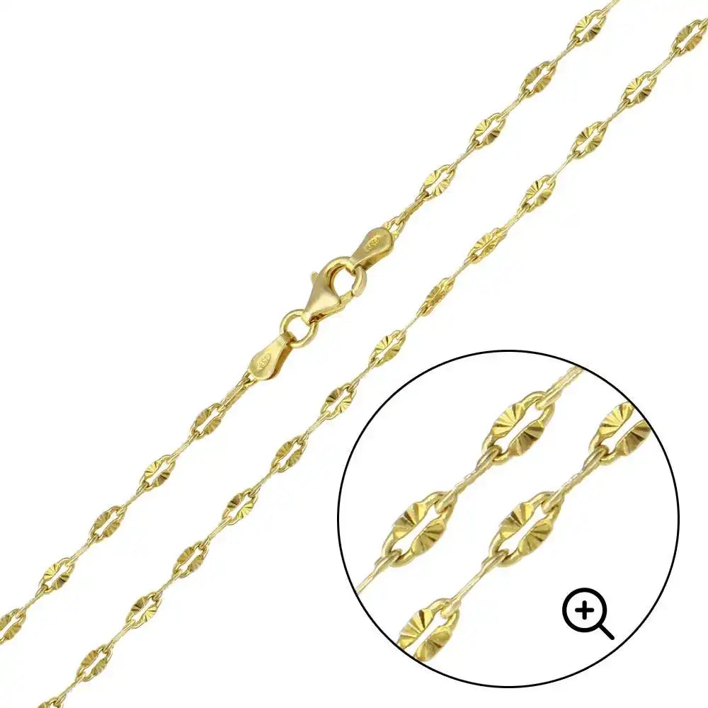 925 Sterling Silver Gold Plated Star DC Confetti Chain 2.7mm
