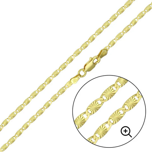 925 Sterling Silver Gold Plated Star 1 Sided DC Confetti Chain 2.5mm