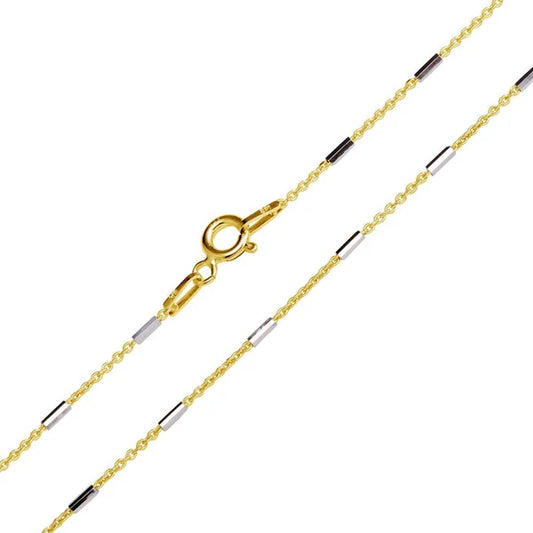 925 Sterling Silver Gold Plated 6 Sided Diamond Cut Tube Chains 1.1mm