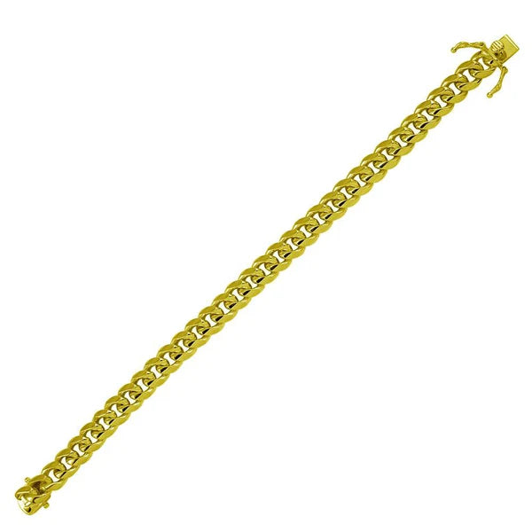 925 Sterling Silver Gold Plated Miami Cuban Chain or Bracelet 9mm Box Lock