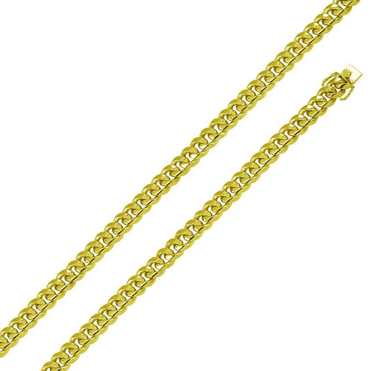 925 Sterling Silver Gold Plated Miami Cuban Chain or Bracelet 9mm Box Lock