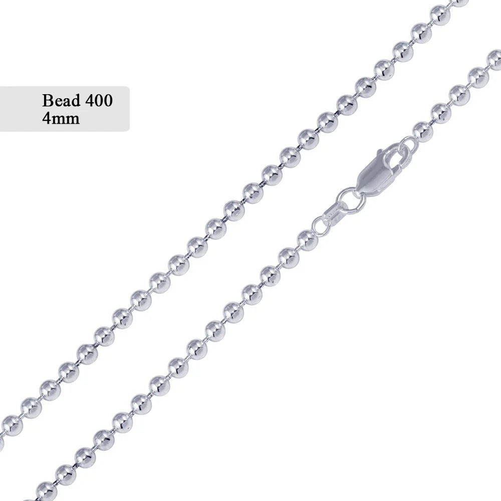 925 Sterling Silver Bead 400 Chain 4mm