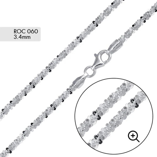 925 Sterling Silver Roc 060 Chain or Bracelet 3.4mm