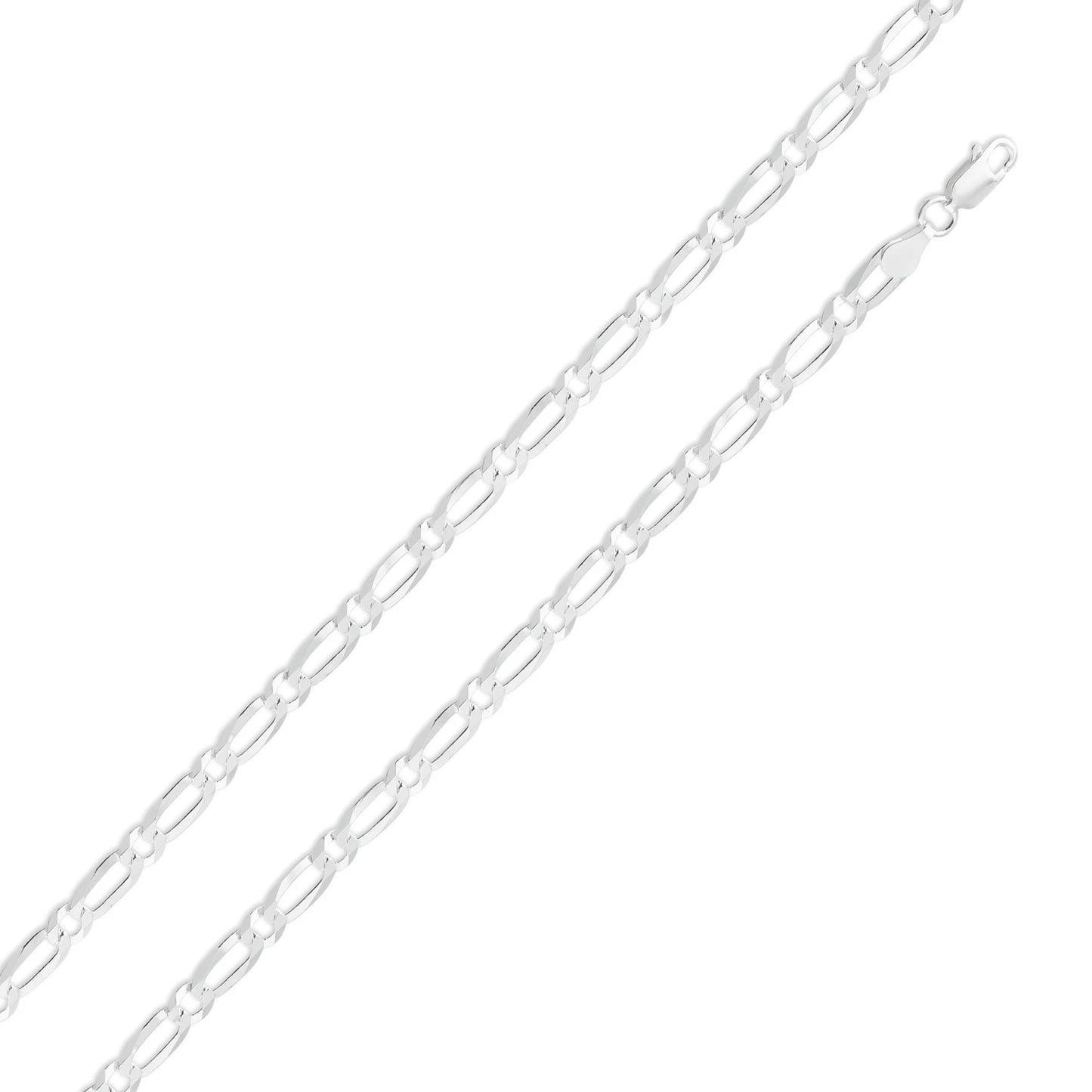 925 Sterling Silver Figaro 160 Chain 1+1 6.5mm